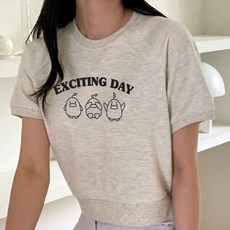 에어플레인 여성용 익사이팅데이 크롭 반팔 맨투맨