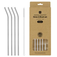 에스테반호프 스텐 스트로우 세척솔 커브형 22.5cm 4p + 세척솔 세트, 1세트, 4개입