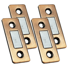 理享家 免打洞磁吸式 櫥櫃自動關門隱形門扣 隱形輕薄款 Set 4 紅古銅 1.7*4.2cm/個, 4.2 x 1.7cm, 4個