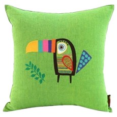 오리고 자수 쿠션 커버, 자스민그린투칸