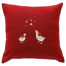 오리고 자수 쿠션 커버, 가넷레드거위