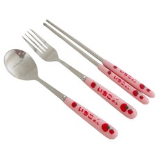 Kotoni 草莓牛奶便當餐具組, 1套, 草莓牛奶, 湯匙 + 筷子 + 叉子 + 餐具盒