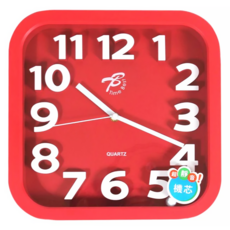 Time Best 12吋超靜音立體四方掛鐘 WTB-113, 紅色