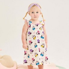 milkmilelolo 女童透氣迪士尼嬰兒米妮荷葉邊睡衣連身裙