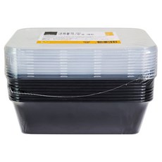 생활미소 내열블랙 1칸 사각용기 650ml + 뚜껑 세트, 10개입, 1세트