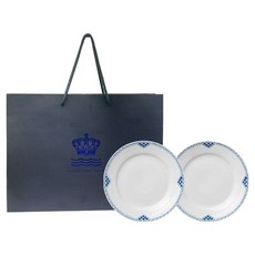 로얄코펜하겐 프린세스 접시 19cm x 2p + 쇼핑백 세트, 1세트, 플레이트 19cm x 2p, 블루 + 화이트