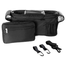 I'CLE 魔鬼氈嬰兒車杯架口袋多功能收納袋, 黑色, 1個