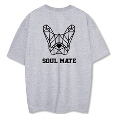 ILLUSO 男女通用 特殊雙面 Soulmate 短袖T恤, 灰色