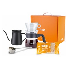 NUVO 雙層350手沖濾泡組合 橘色, 雙層濾泡組合 1-2人份 + 手沖壺 350ml + 家用濾紙 100入 + 量匙 10g, 1套