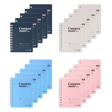 morning glory 左翻 Campus Mate 筆記本 4款 x 5入, 1套, 天藍色,粉紅色,象牙白,海軍藍