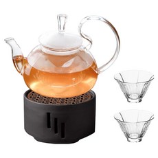 茶語 燈型茶壺 + 玫瑰杯 2入 + 霧面溫茶器套組, 1套, 混合色, 茶壺 + 溫茶器 + 茶杯 2入