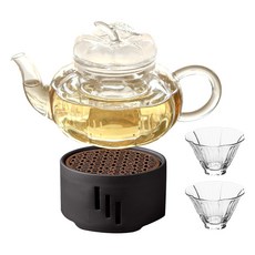 티이야기 호박 티포트 + 장미잔 2p + 무광 워머 세트, 혼합색상, 1세트, 티포트 + 티워머 + 찻잔 2p