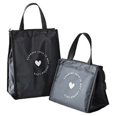 JOYMULTI MK 愛心副食品便當保溫保冷袋 2件組, 1套, 黑色