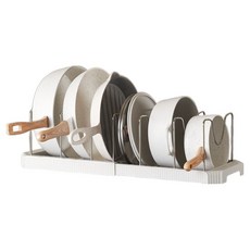 YoGoMoJi 廚房滑動式平底鍋整理架, 白色, 6層, 1個