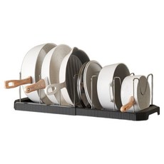 YoGoMoJi 廚房滑動式平底鍋整理架, 黑色, 6層, 1個