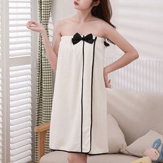 瑪德布띠 女士蝴蝶結浴袍 快乾浴衣, 白色, 1個