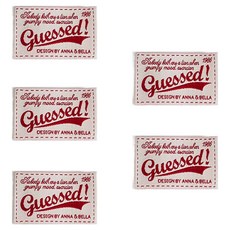 yarna Guessed 레터링 패브릭 천 라벨, 5개, 레드