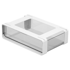 生活升級研究所 桌上型收納架 中型, 1層, 白色+透明