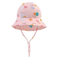 Bebechat 兒童粉色笑臉防曬帽, 1個, 混合色
