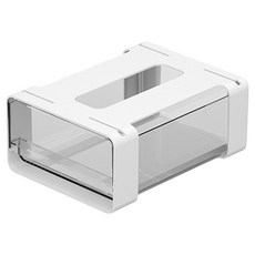 生活升級研究所 小型桌面收納架, 1層, 白色 + 透明