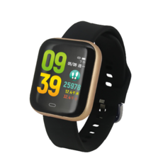 Ergotech 人因科技 心率智慧監測運動手錶 紳士金 黑錶帶, 黑色, GPS + 藍牙, 3.3cm