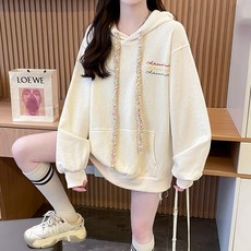 메이첼 레인보우 라인 코튼 루즈핏 후드 티셔츠 10092