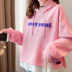 시크힐즈 배색 레터링 루즈핏 후드 맨투맨 티셔츠 00205