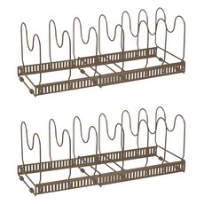 KKAEBIDA 可調節長度滑動式平底鍋收納架, 1層, 2個, 棕色, 棕色