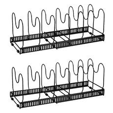 깨비다 길이조절 슬라이딩 후라이팬 정리대, 1단, 블랙, 블랙, 2개