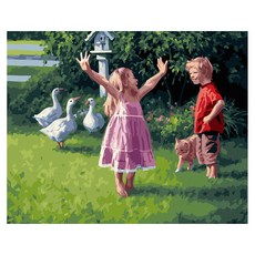 ArtLife 藝術生活 DIY 數字油畫 含框 DT104 50 x 40cm, 1組, 童年生活