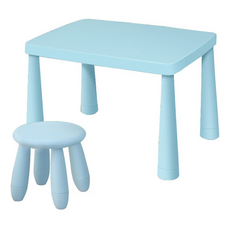 LILIKOKO 歐風成長書桌椅 一桌一椅 兒童學習桌, 桌子：78 x 50 x 49cm / 椅子：55 x 28cm, 藍