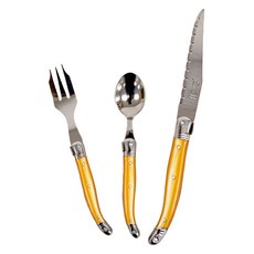 장네론 라귀올 커트러리 케이크 3종 세트, 옐로우, 스푼 + 포크 + 나이프, 1세트