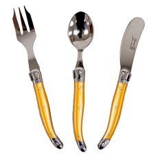 장네론 라귀올 커트러리 케이크 3종 세트, 옐로우, 스푼 + 포크 + 버터나이프, 1세트