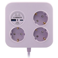 LUGBOX Box Samguigu 3孔延長線 LUG-KSB-03UPD20-1.5, 3m, 紫色, 1個