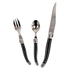 장네론 라귀올 커트러리 케이크 3종 세트, 블랙, 스푼 + 포크 + 나이프, 1세트