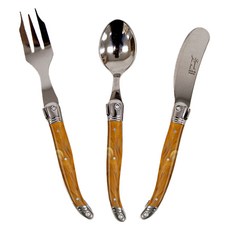 장네론 라귀올 커트러리 케이크 3종 세트, 마블브라운, 스푼 + 포크 + 버터나이프, 1개