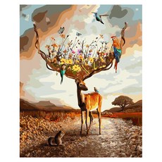 ArtLife 藝術生活 DIY 數字油畫 含框 DT221 50 x 40cm, 1組, 森林小鹿