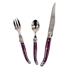 장네론 라귀올 커트러리 케이크 3종 세트, 퍼플, 스푼 + 포크 + 나이프, 1세트