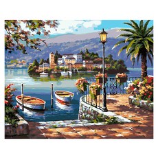ArtLife 藝術生活 DIY 數字油畫 含框 DT153 50 x 40cm, 1組, 夏日港灣