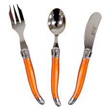 장네론 라귀올 커트러리 케이크 3종 세트, 오렌지, 스푼 + 포크 + 버터나이프, 1세트