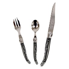 장네론 라귀올 커트러리 케이크 3종 세트, 마블블랙, 스푼 + 포크 + 나이프, 1세트