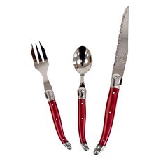 장네론 라귀올 커트러리 케이크 3종 세트, 레드, 스푼 + 포크 + 나이프, 1세트