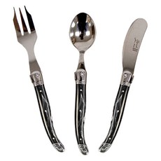 장네론 라귀올 커트러리 케이크 3종 세트, 마블블랙, 스푼 + 포크 + 버터나이프, 1세트