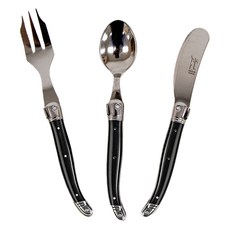장네론 라귀올 커트러리 케이크 3종 세트, 블랙, 스푼 + 포크 + 버터나이프, 1세트