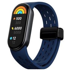 SPACE SHIELD 小米手環9 相容 D型扣 磁吸 網孔 矽膠錶帶, 1個, 午夜藍