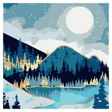 ArtLife 藝術生活 DIY 數字油畫 含框 DA3307 20 x 20cm, 月夜, 1組