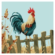 ArtLife 藝術生活 DIY 數字油畫 含框 AQ020 20 x 20cm, 1組, 雞鳴報喜