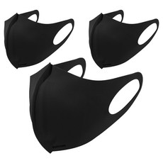 IDOOGEN 男女通用 呼吸舒適 機能性布料 透氣鳥嘴型 運動口罩, 黑色, 3個