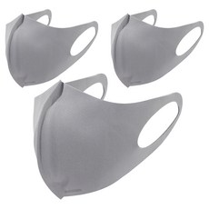 IDOOGEN 呼吸順暢機能性抗菌布料空氣流入鳥嘴型運動口罩, 灰色, 3個