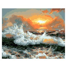 ArtLife 藝術生活 DIY 數字油畫 含框 DT041 50 x 40cm, 浪濤, 1組